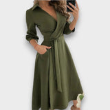 FILIPA - VESTIDO MIDI ELEGANTE DECOTADO
