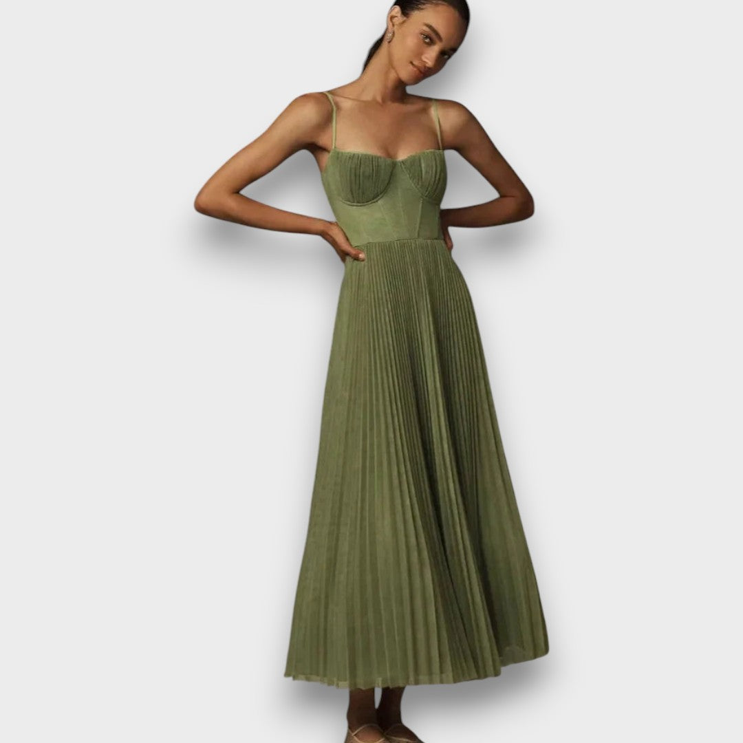 SERAFINA - VESTIDO MIDI PLISSADO ELEGANTE