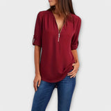 Olivia - Blusa casual com decote pontudo