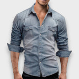 LEANDRO - CAMISA DE GANGA COM TECIDO JEANS CASUAL