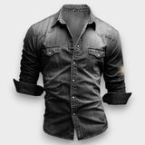 LEANDRO - CAMISA DE GANGA COM TECIDO JEANS CASUAL