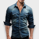 LEANDRO - CAMISA DE GANGA COM TECIDO JEANS CASUAL