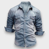 LEANDRO - CAMISA DE GANGA COM TECIDO JEANS CASUAL