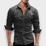 LEANDRO - CAMISA DE GANGA COM TECIDO JEANS CASUAL