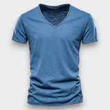 SAMUEL - T-SHIRT COM GOLA V MODERNA JUSTA