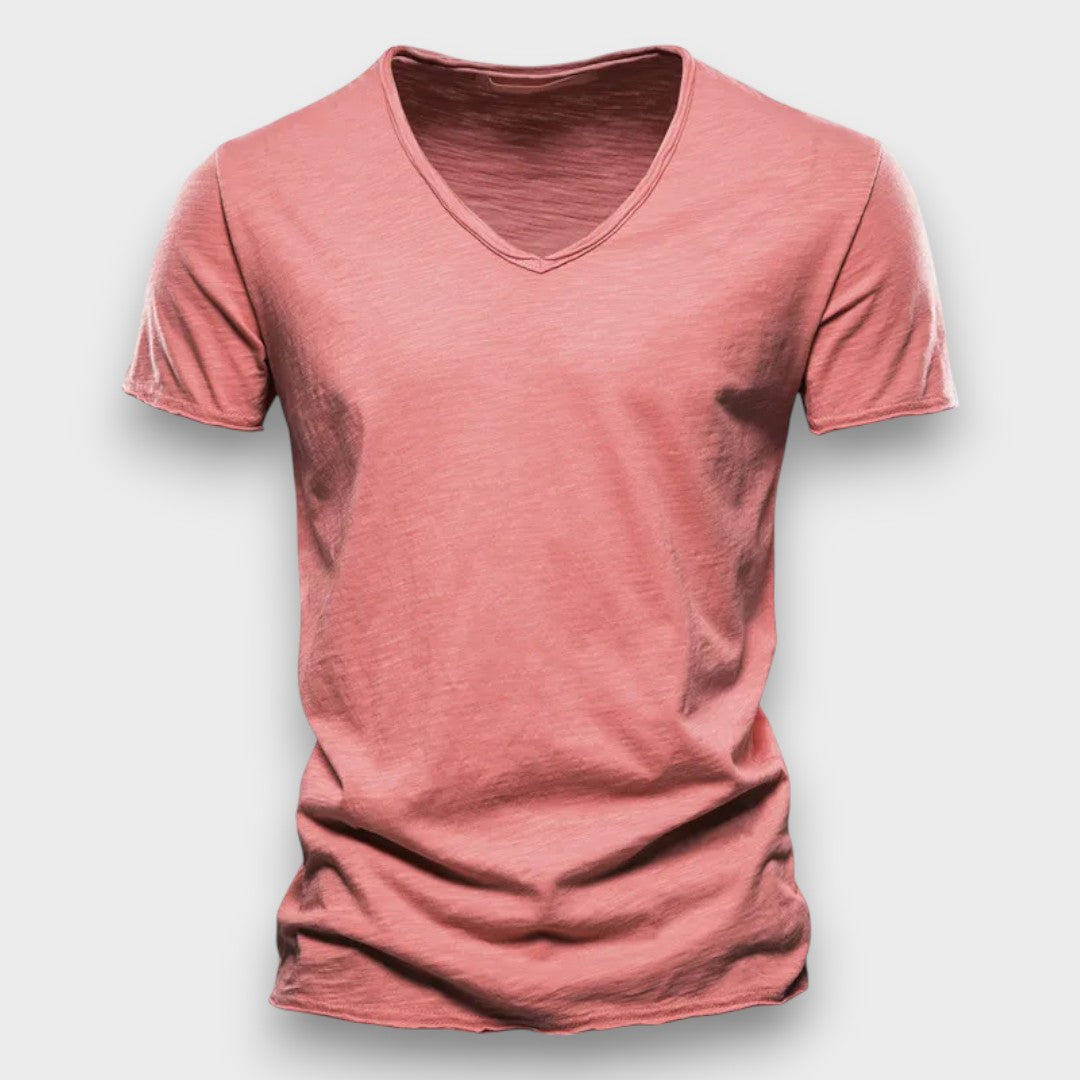 SAMUEL - T-SHIRT COM GOLA V MODERNA JUSTA