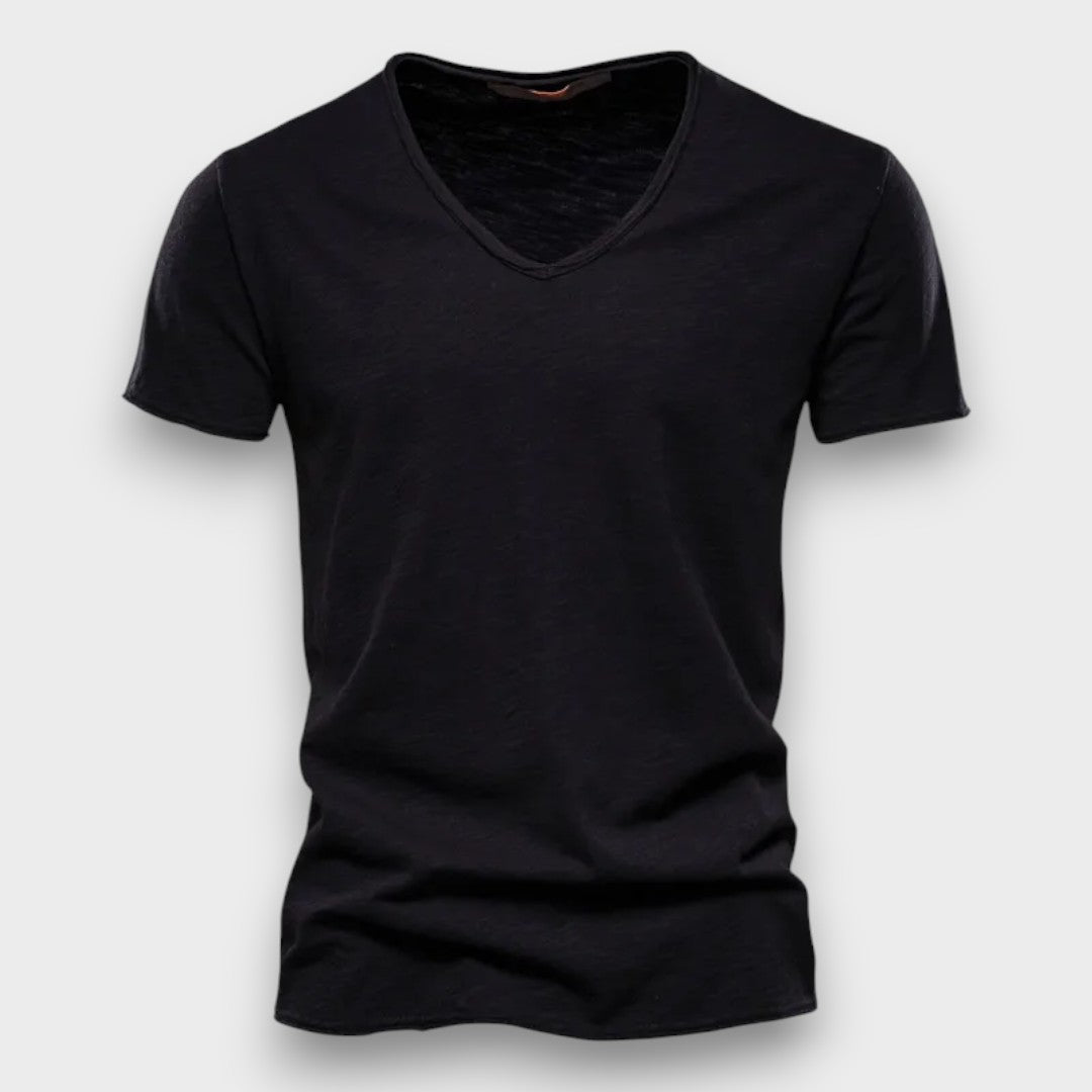 SAMUEL - T-SHIRT COM GOLA V MODERNA JUSTA