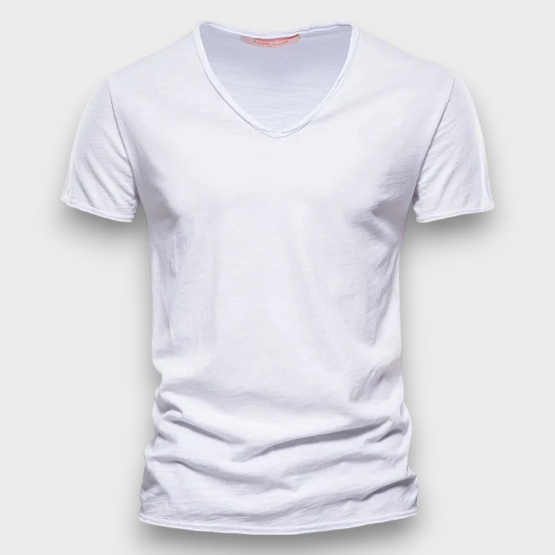 SAMUEL - T-SHIRT COM GOLA V MODERNA JUSTA