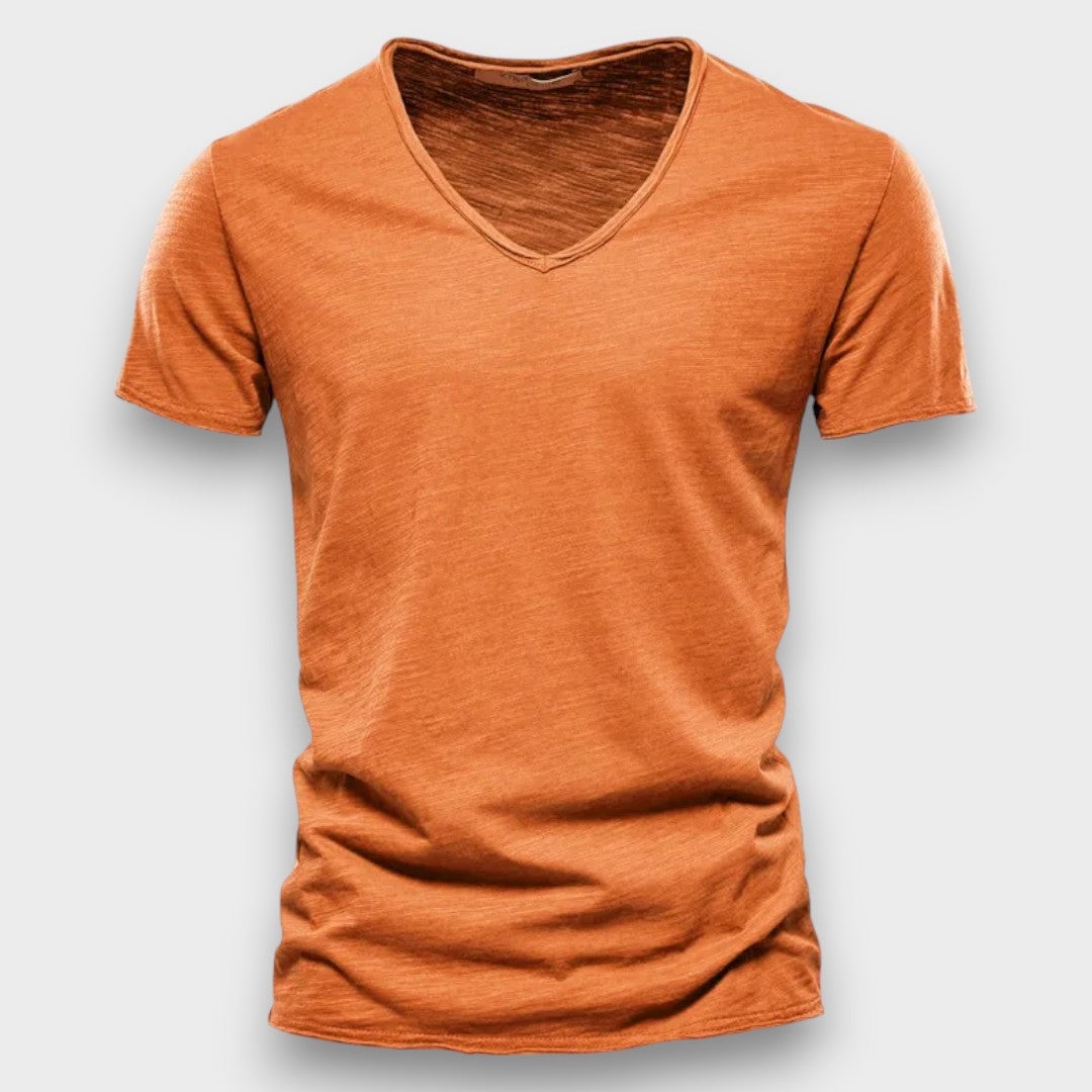 SAMUEL - T-SHIRT COM GOLA V MODERNA JUSTA