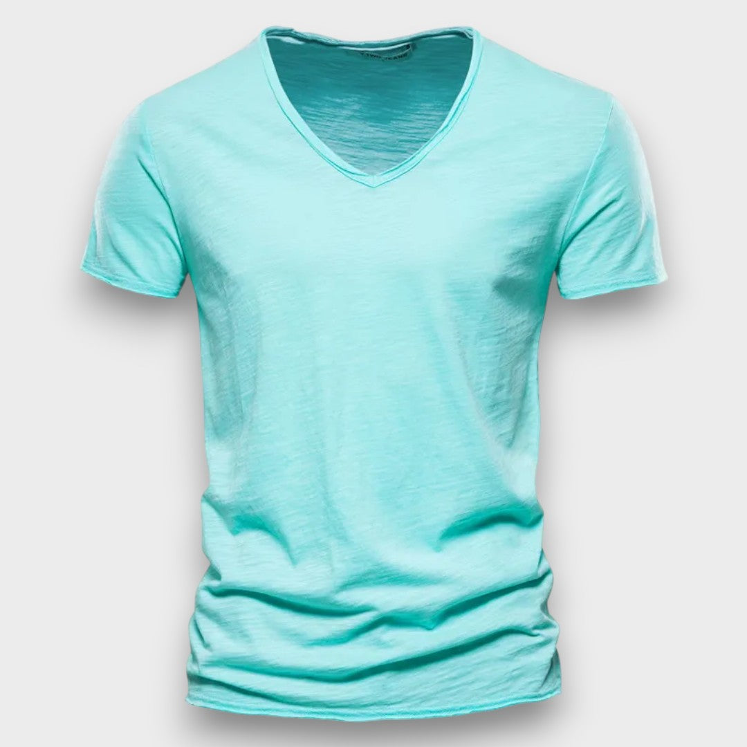 SAMUEL - T-SHIRT COM GOLA V MODERNA JUSTA