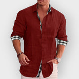 Camisa masculina com mangas xadrez